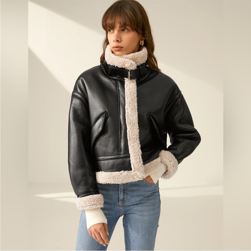 Sherpa Lined Leather Jacket